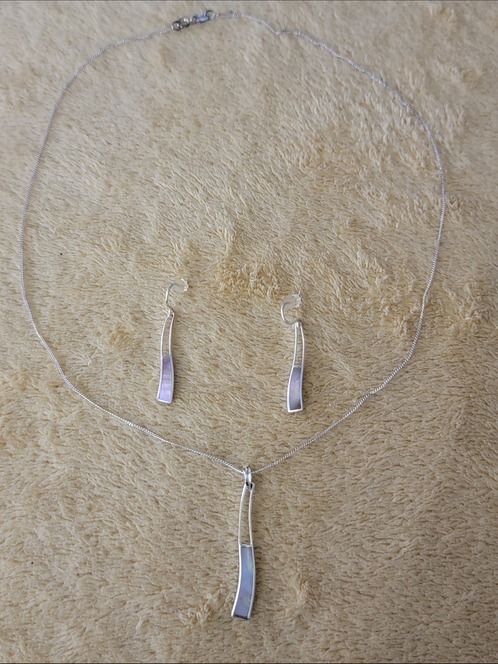 Sterling Silver Lavender Inlay Necklace & Earring Set